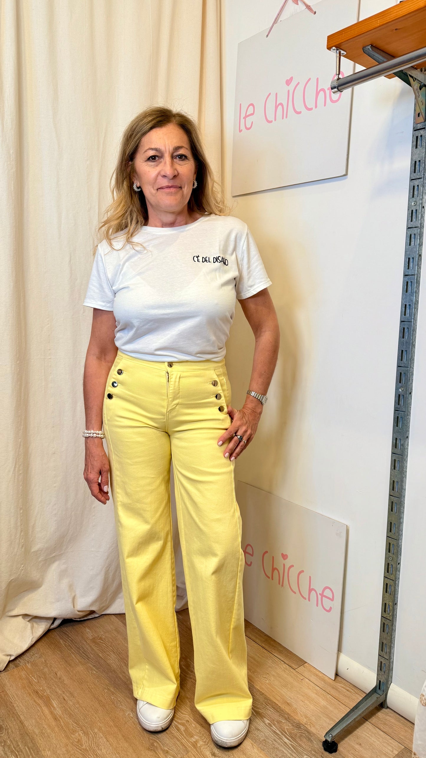 Pantaloni palazzo bottoni oro Bologna