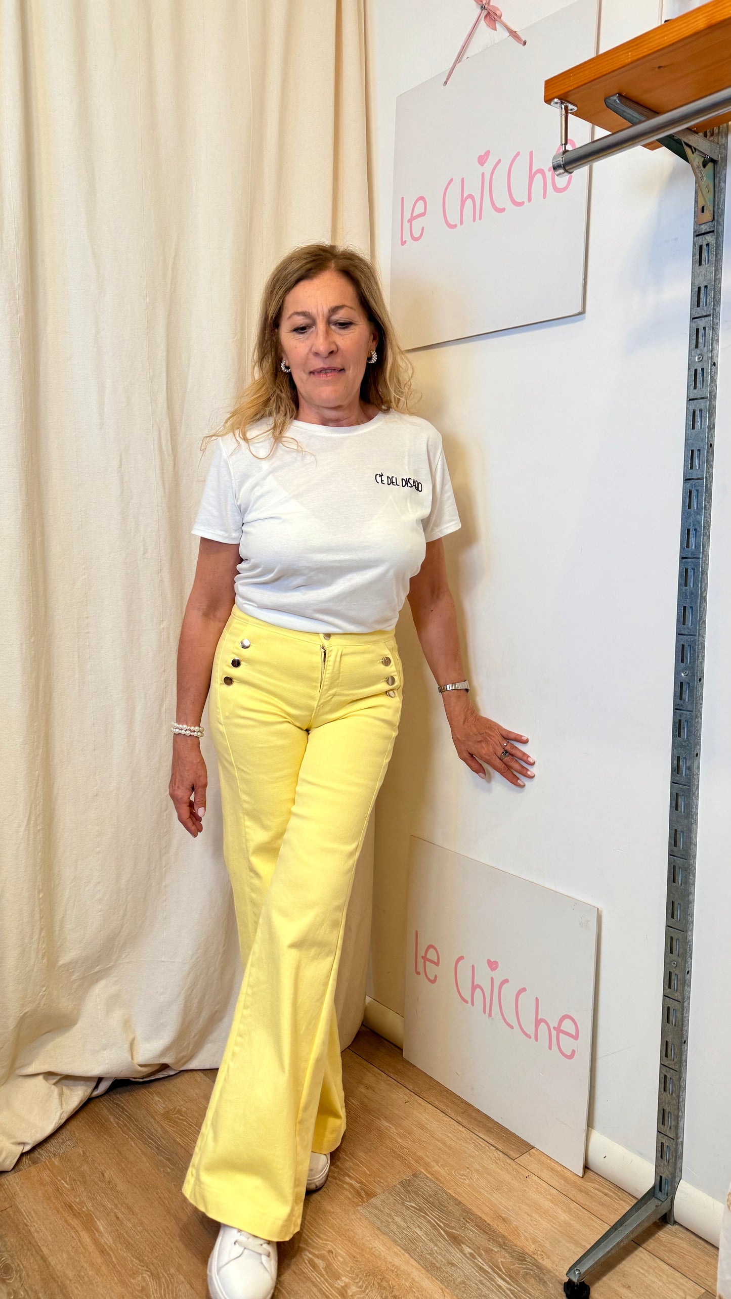 Pantaloni palazzo bottoni oro Bologna