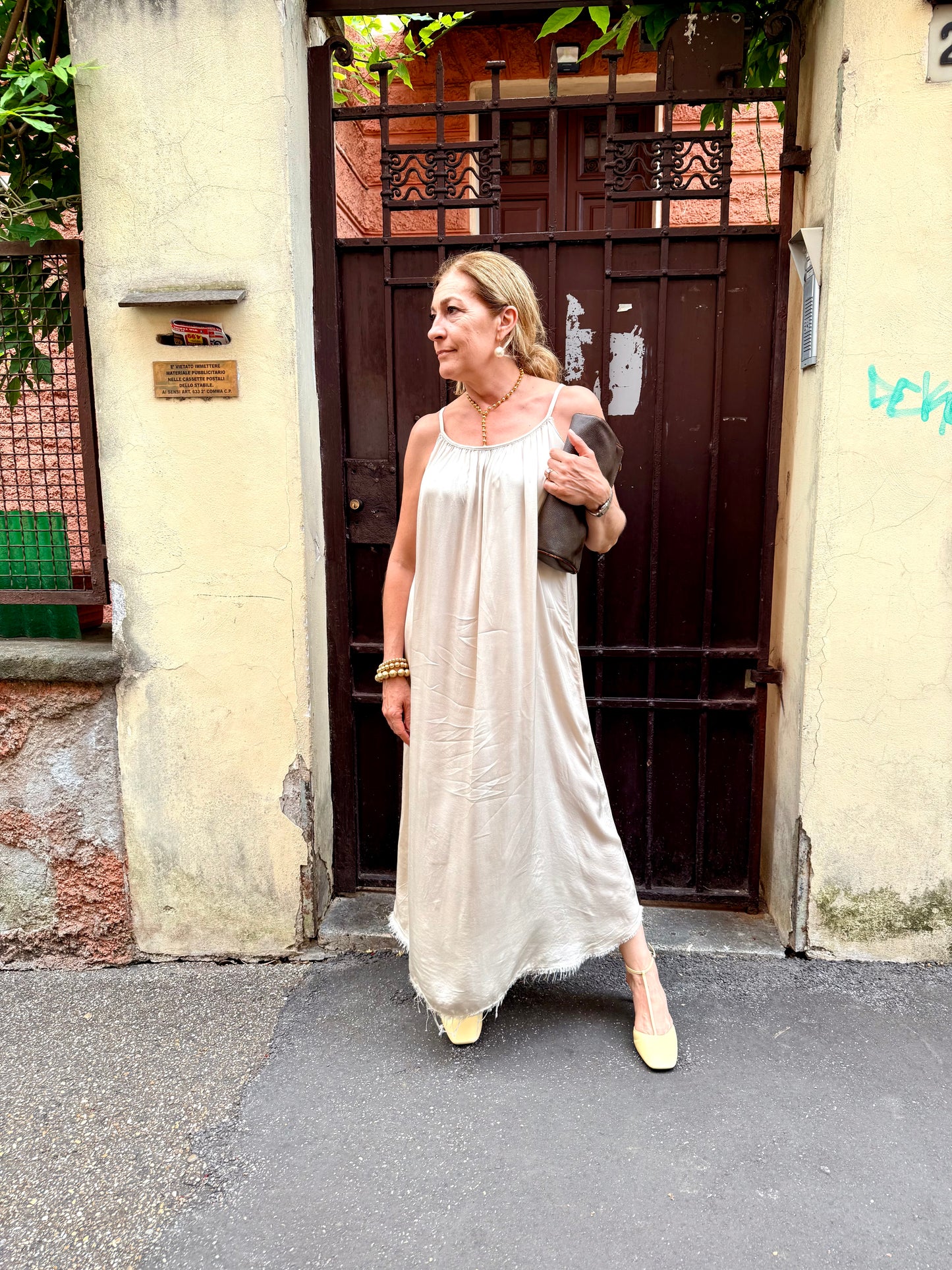 SALDI|Abito lungo raso di viscosa Claudia
