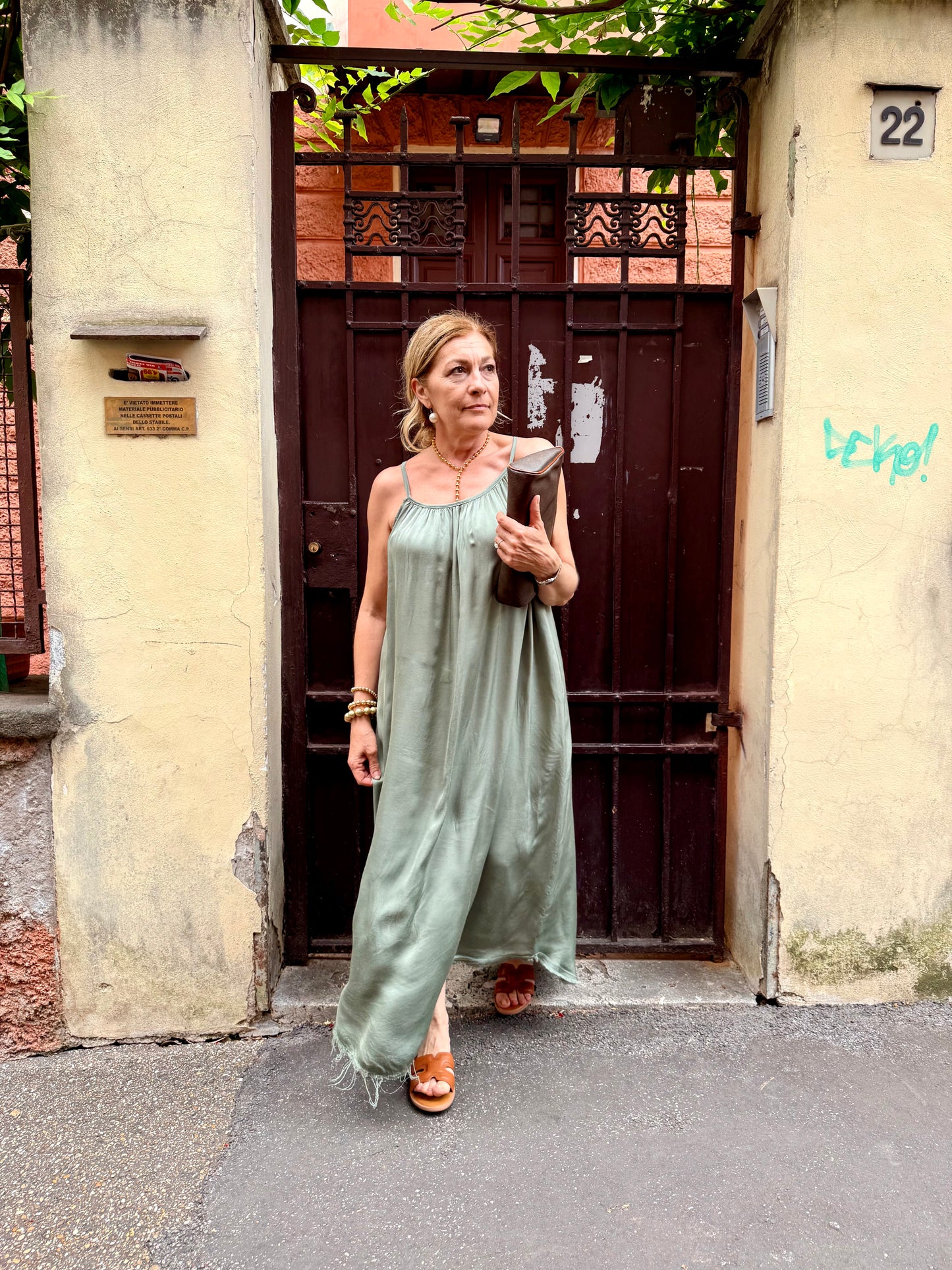 SALDI|Abito lungo raso di viscosa Claudia