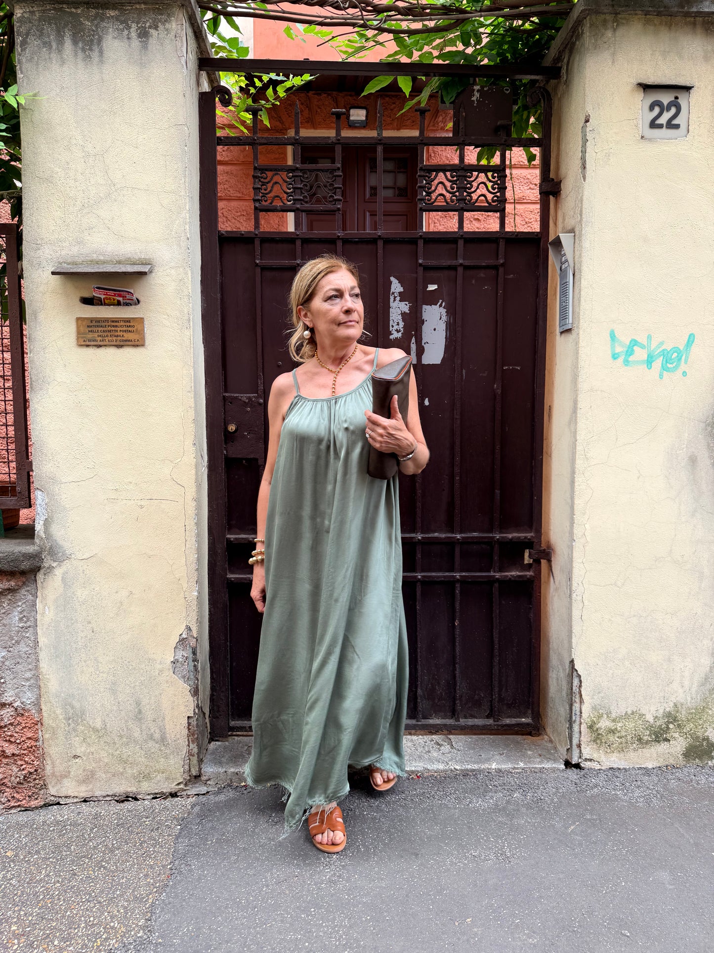 SALDI|Abito lungo raso di viscosa Claudia