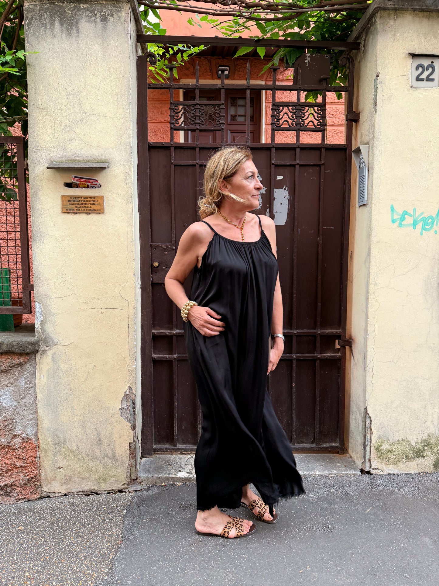 SALDI|Abito lungo raso di viscosa Claudia