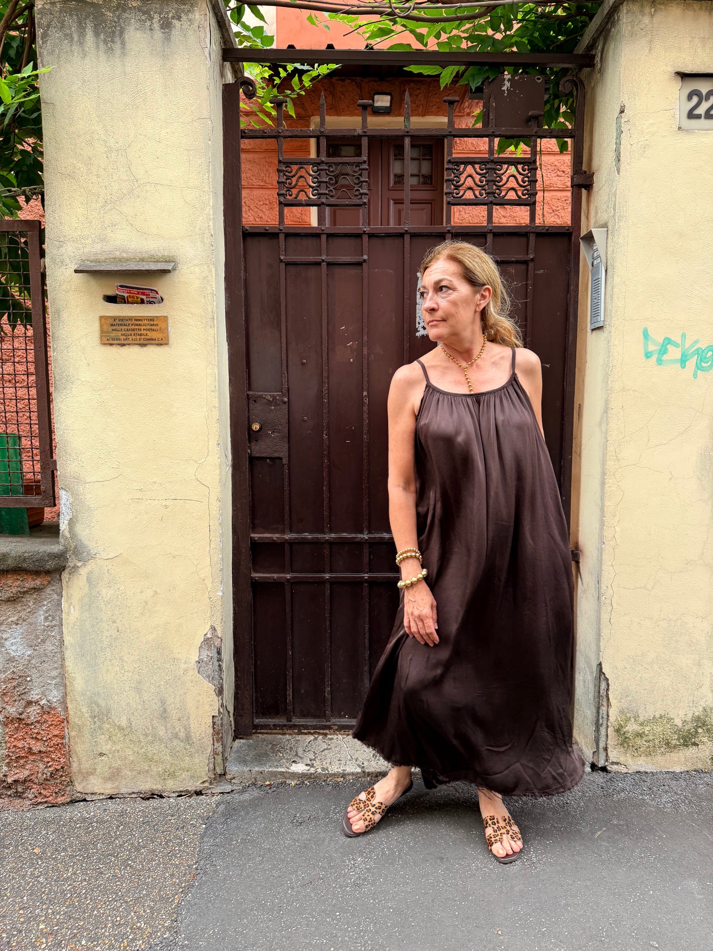 SALDI|Abito lungo raso di viscosa Claudia