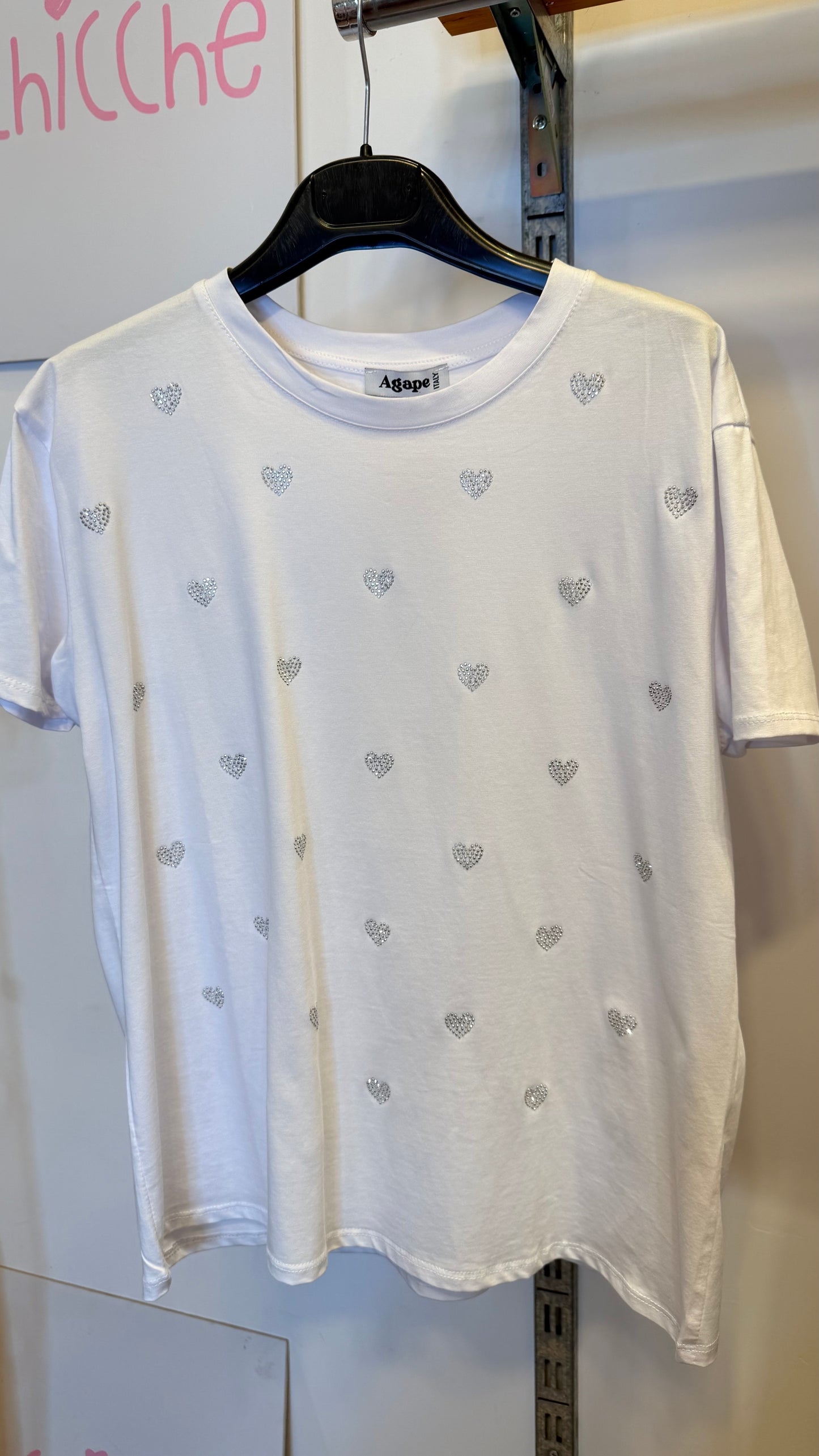 T-shirt cuori strass