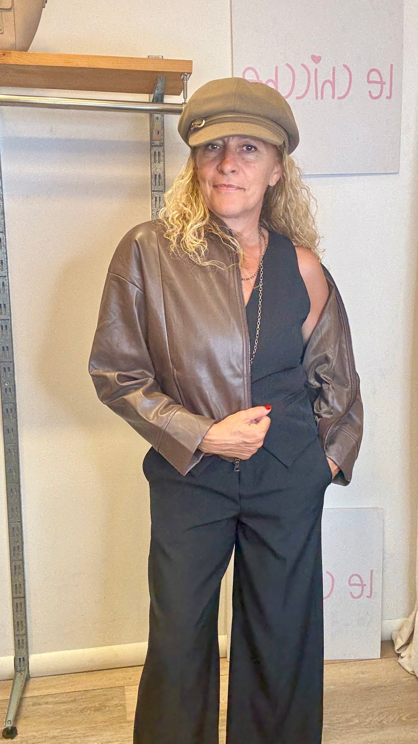 Bomber ecopelle marrone
