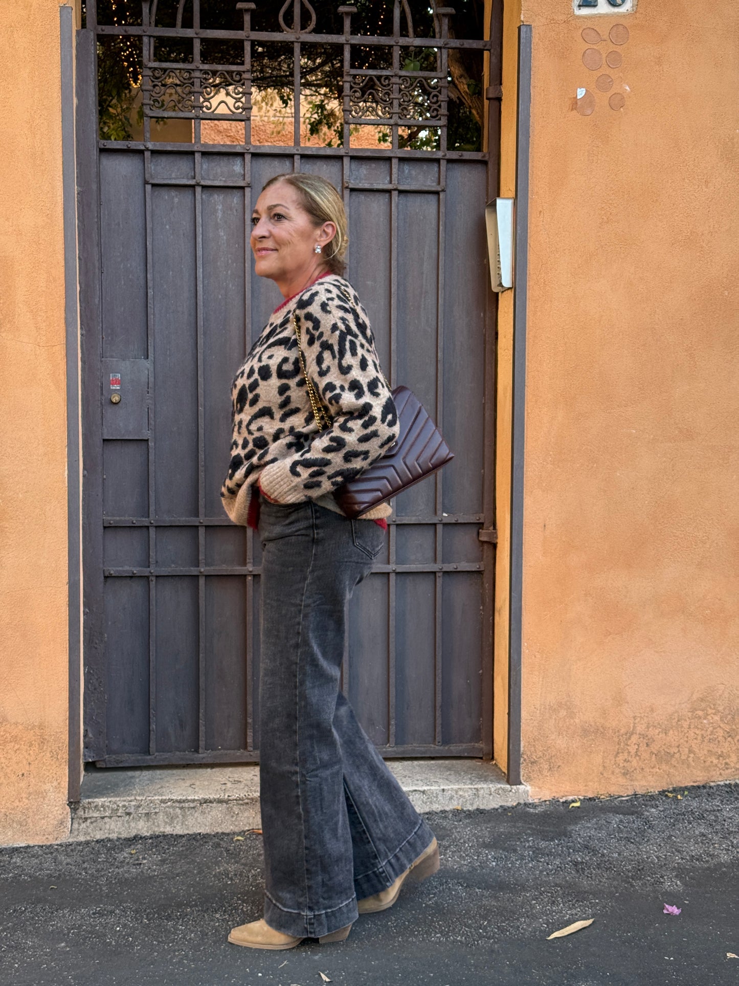 Maglione girocollo animalier