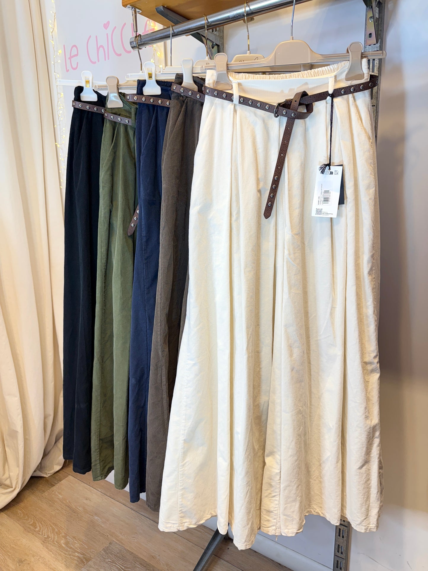 Pantaloni palazzo velluto millerighe