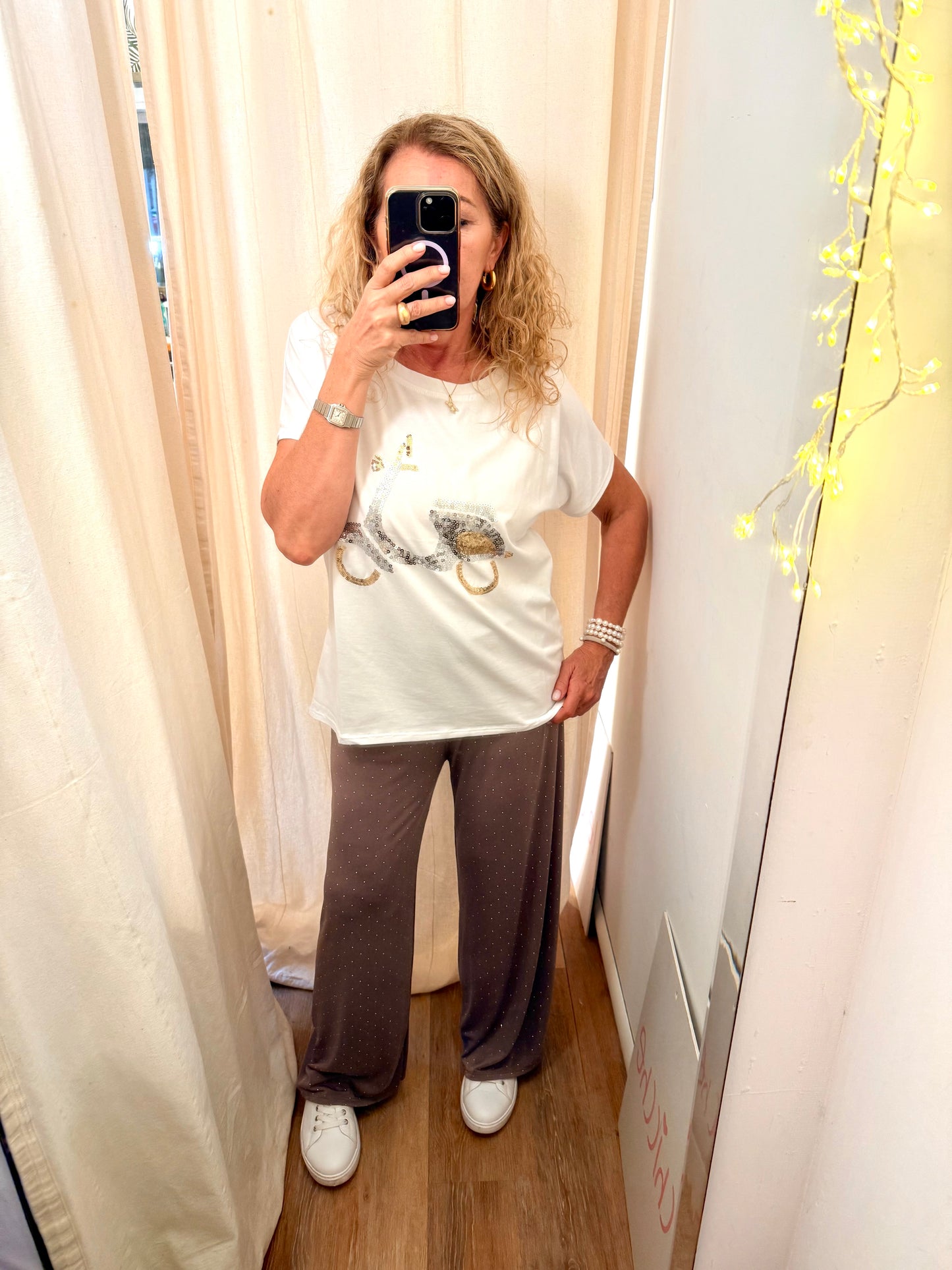 SALDI|Pantaloni Microstrass- Collezione 46plus