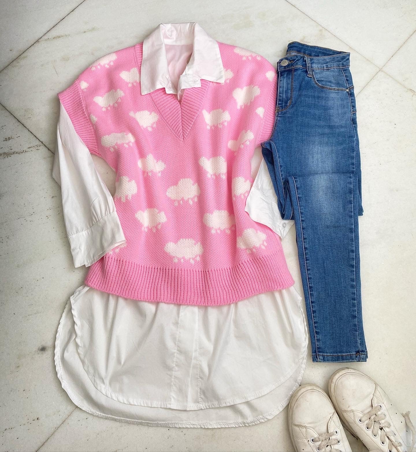 Gilet nuvole rosa