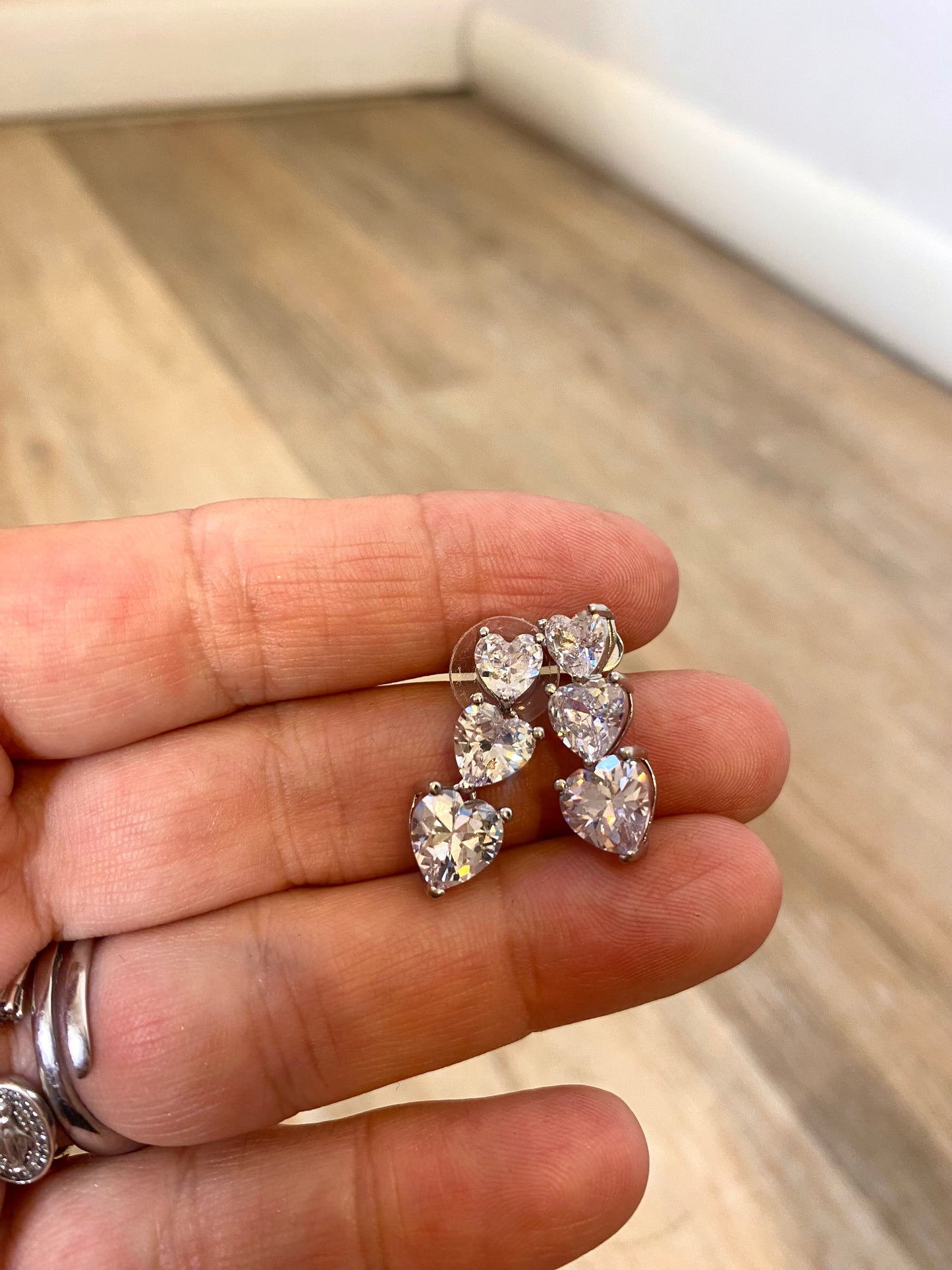 Orecchini strass cuori