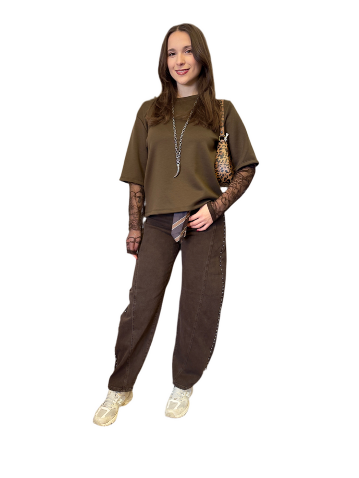 jeans marroni borchie  440001600