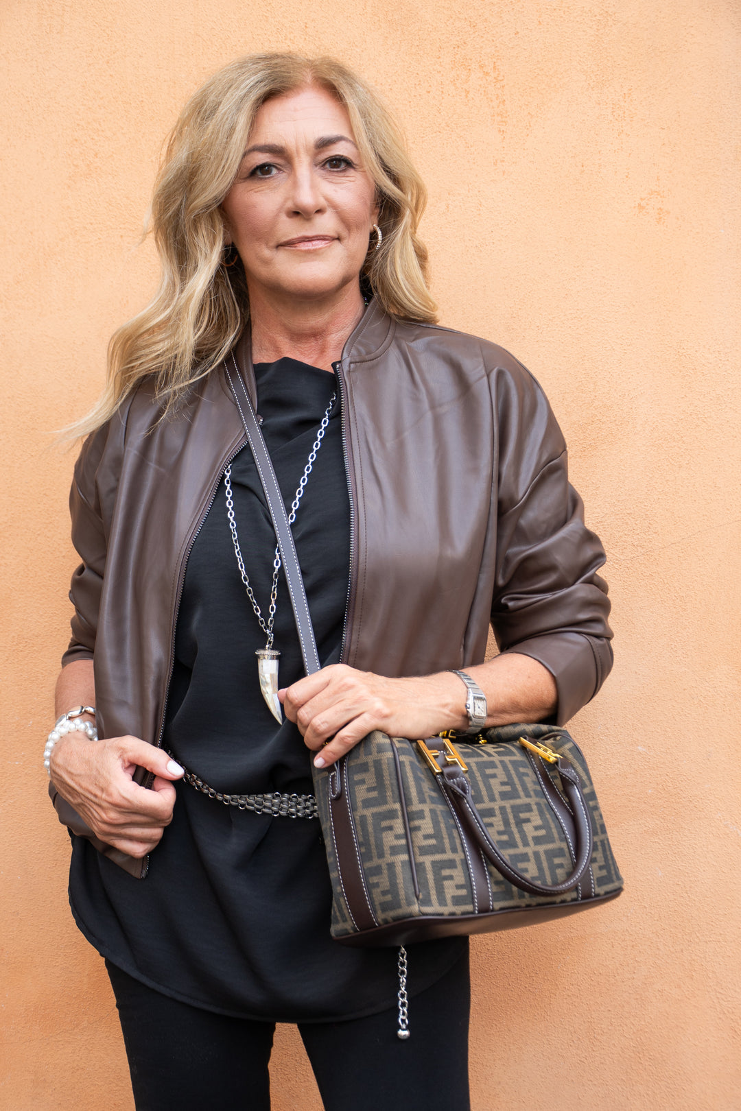 Bomber ecopelle marrone