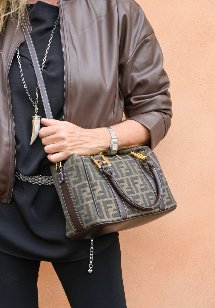 Bomber ecopelle marrone