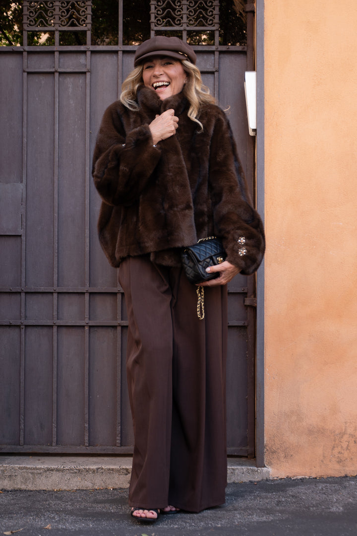 Pelliccia bottoni gioiello