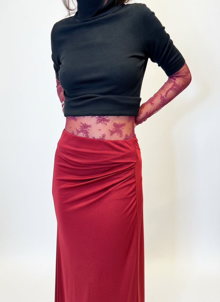 Gonna lunga con spacco rosso vino tg.M