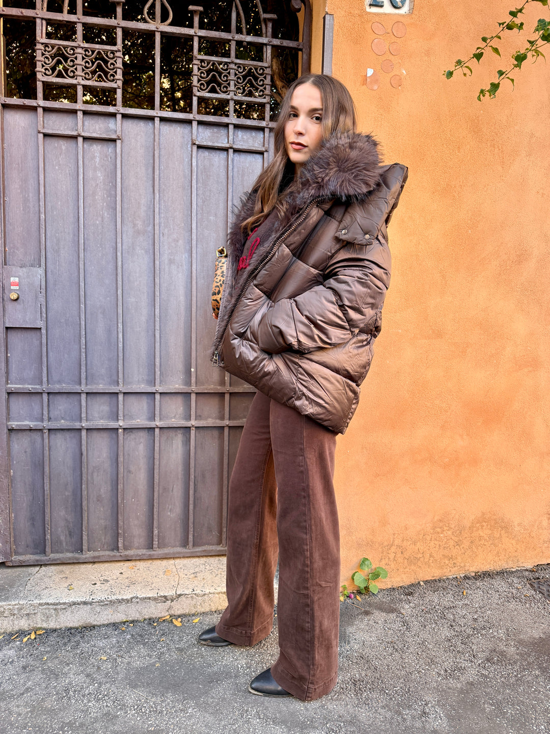 Luxury|Jeans palazzo elasticizzato marrone