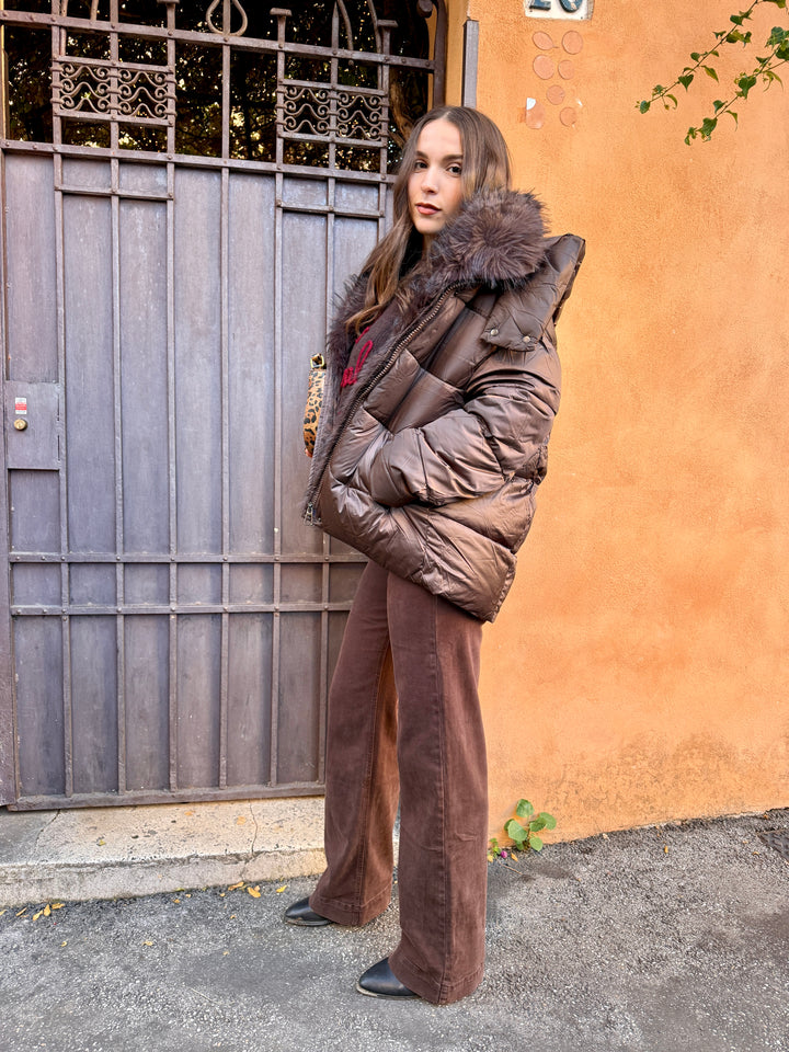 Luxury|Jeans palazzo elasticizzato marrone