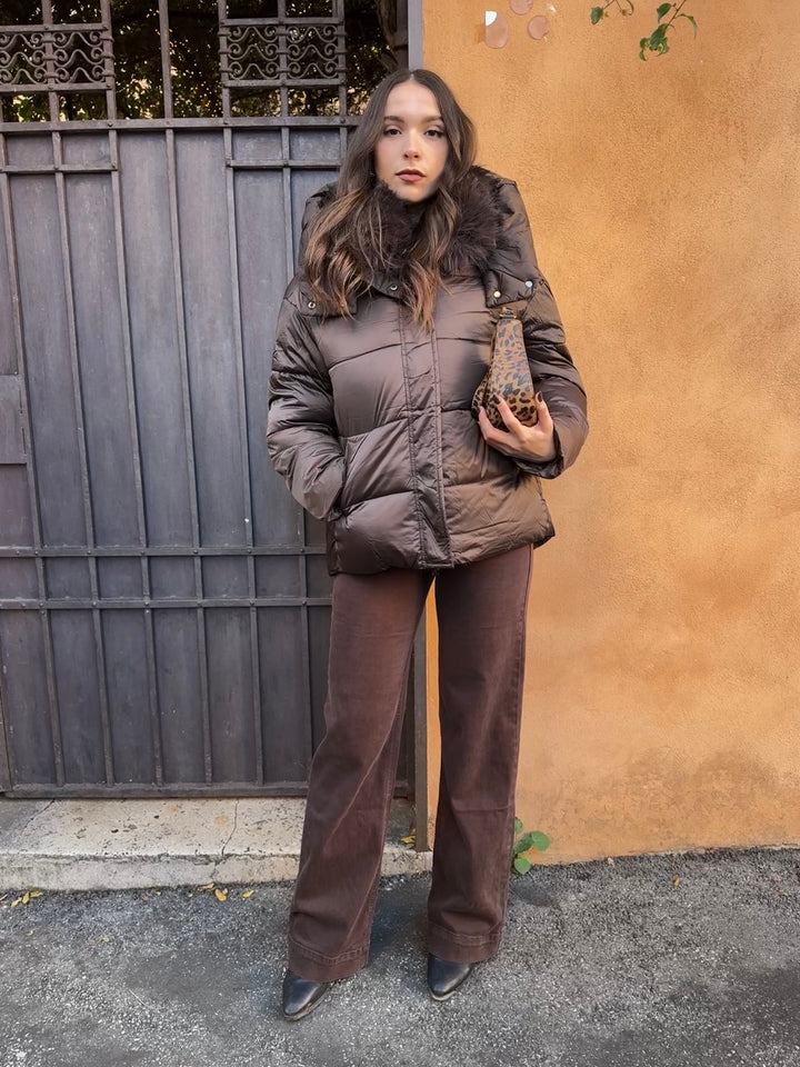 Luxury|Jeans palazzo elasticizzato marrone