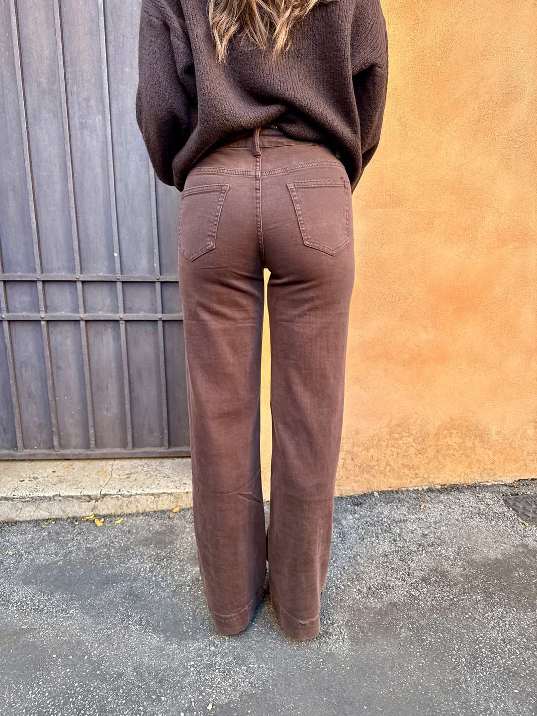 Luxury|Jeans palazzo elasticizzato marrone