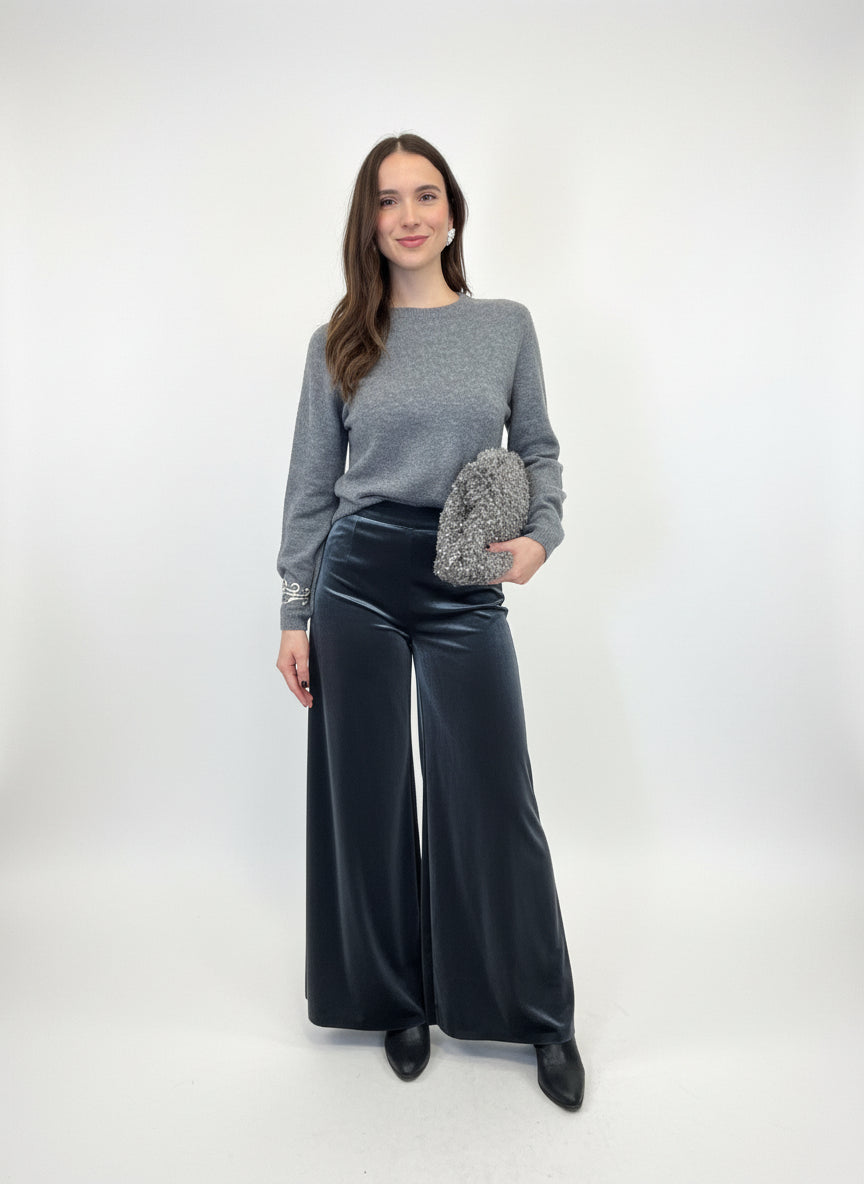 Pantalone palazzo in velluto 3285