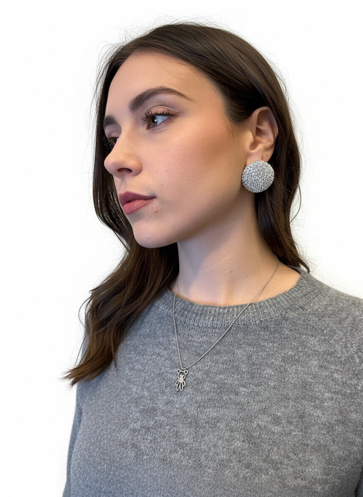 Orecchini bottone strass