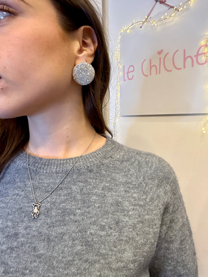 Orecchini bottone strass