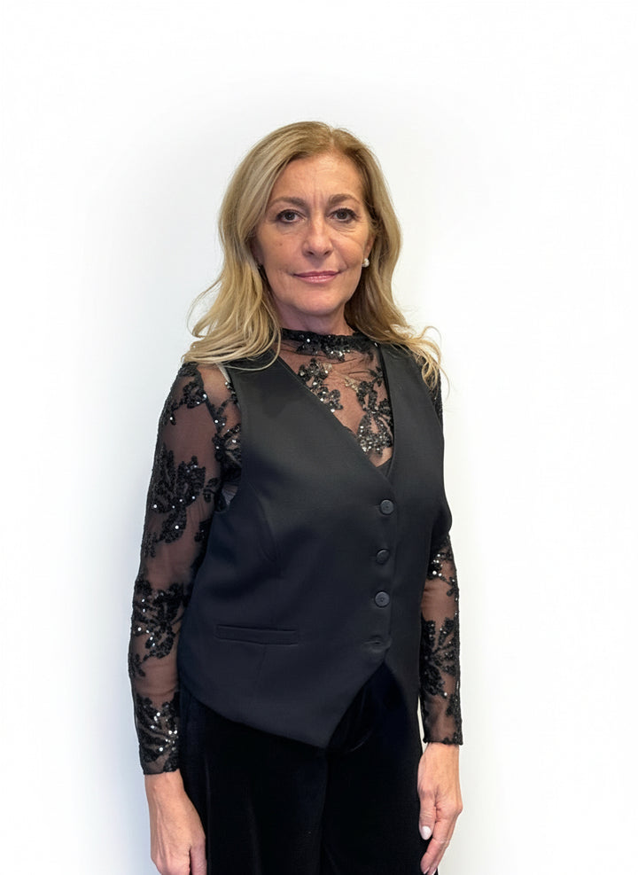 Gilet con bottoni nero