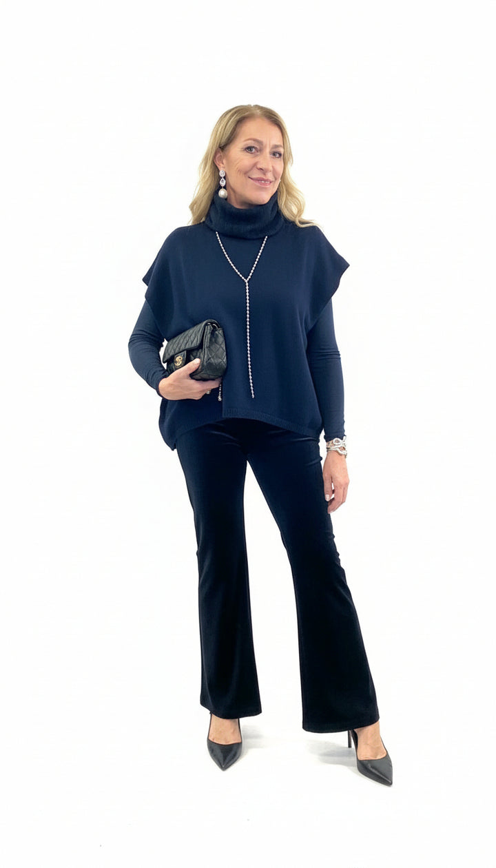 Pantaloni zampa velluto liscio