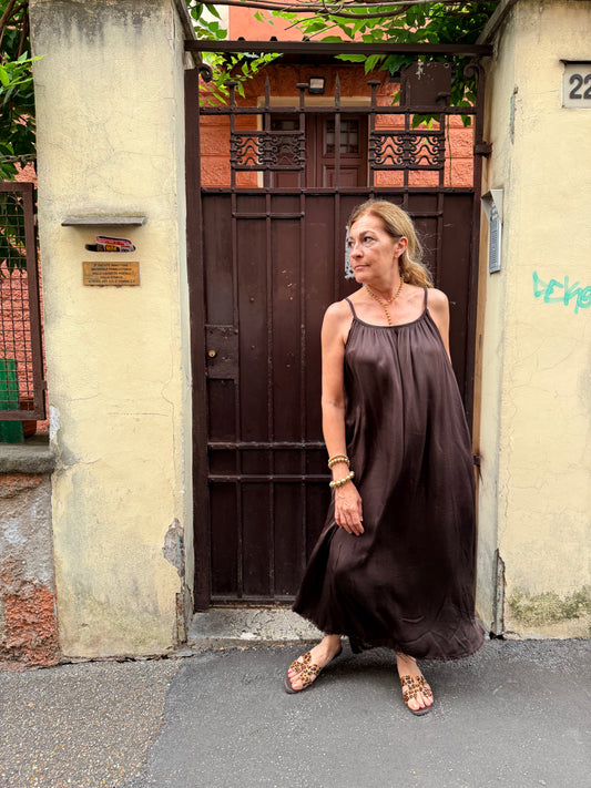 SALDI|Abito lungo raso di viscosa Claudia