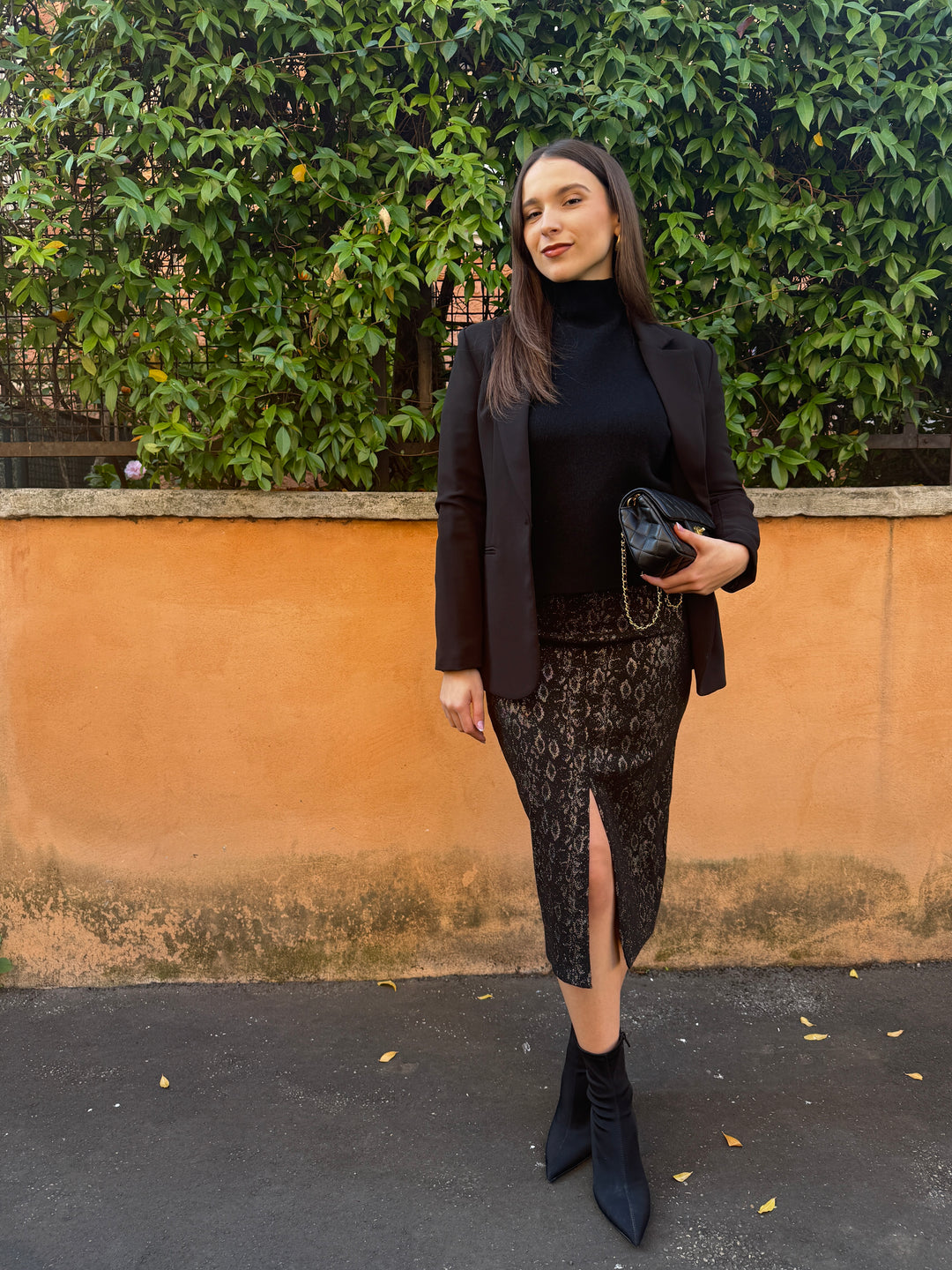 Gonna a matita animalier oro