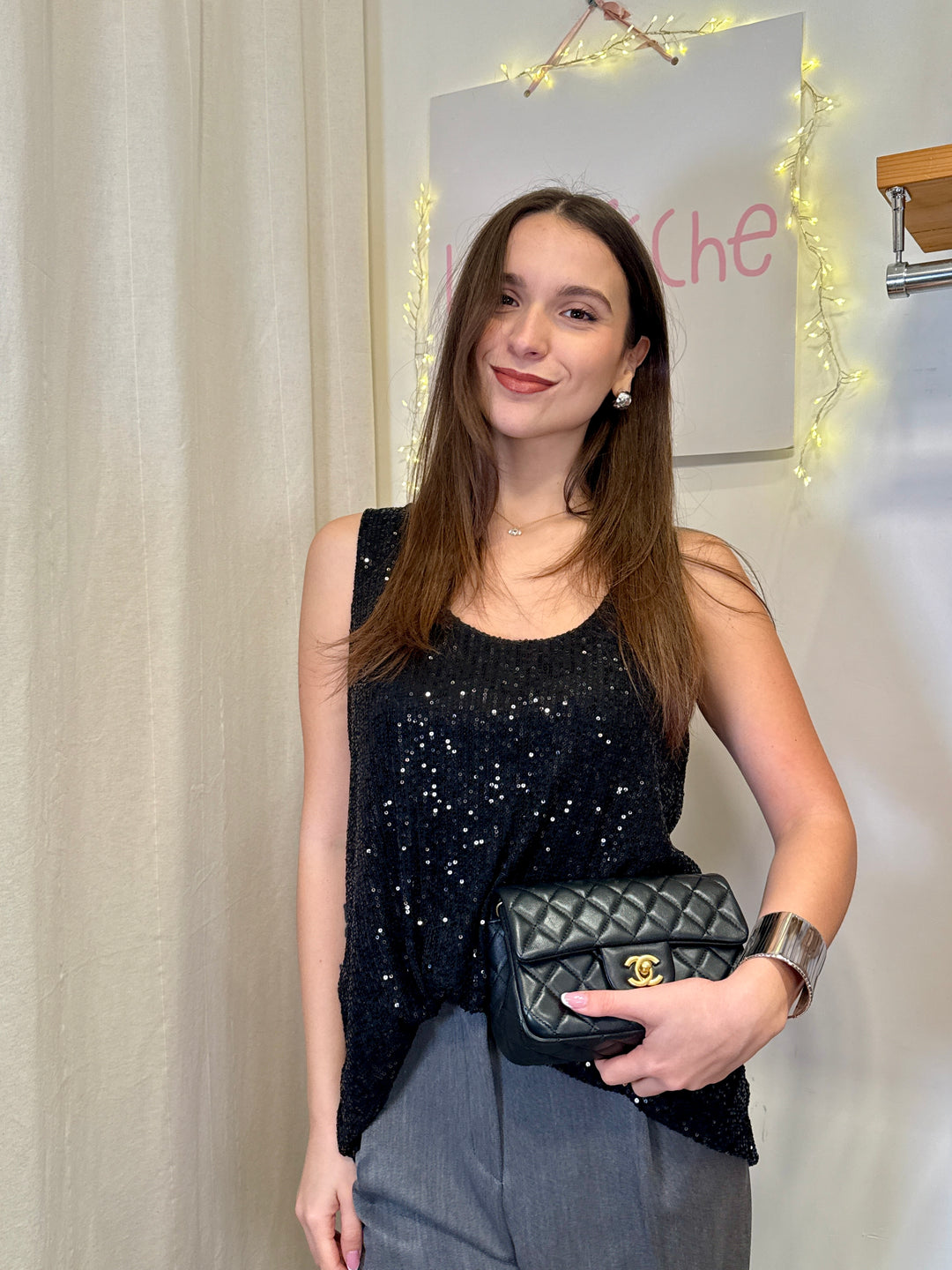 Canotta in paillettes over