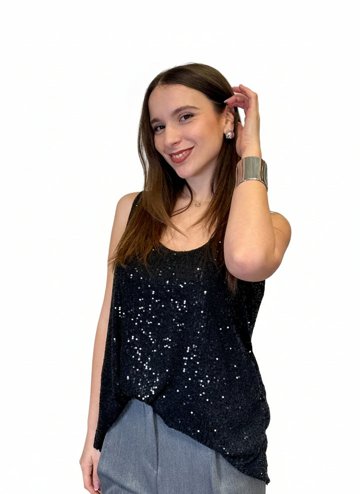 Canotta in paillettes over