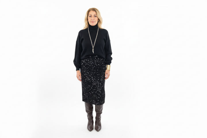 Gonna a matita velluto e paillettes