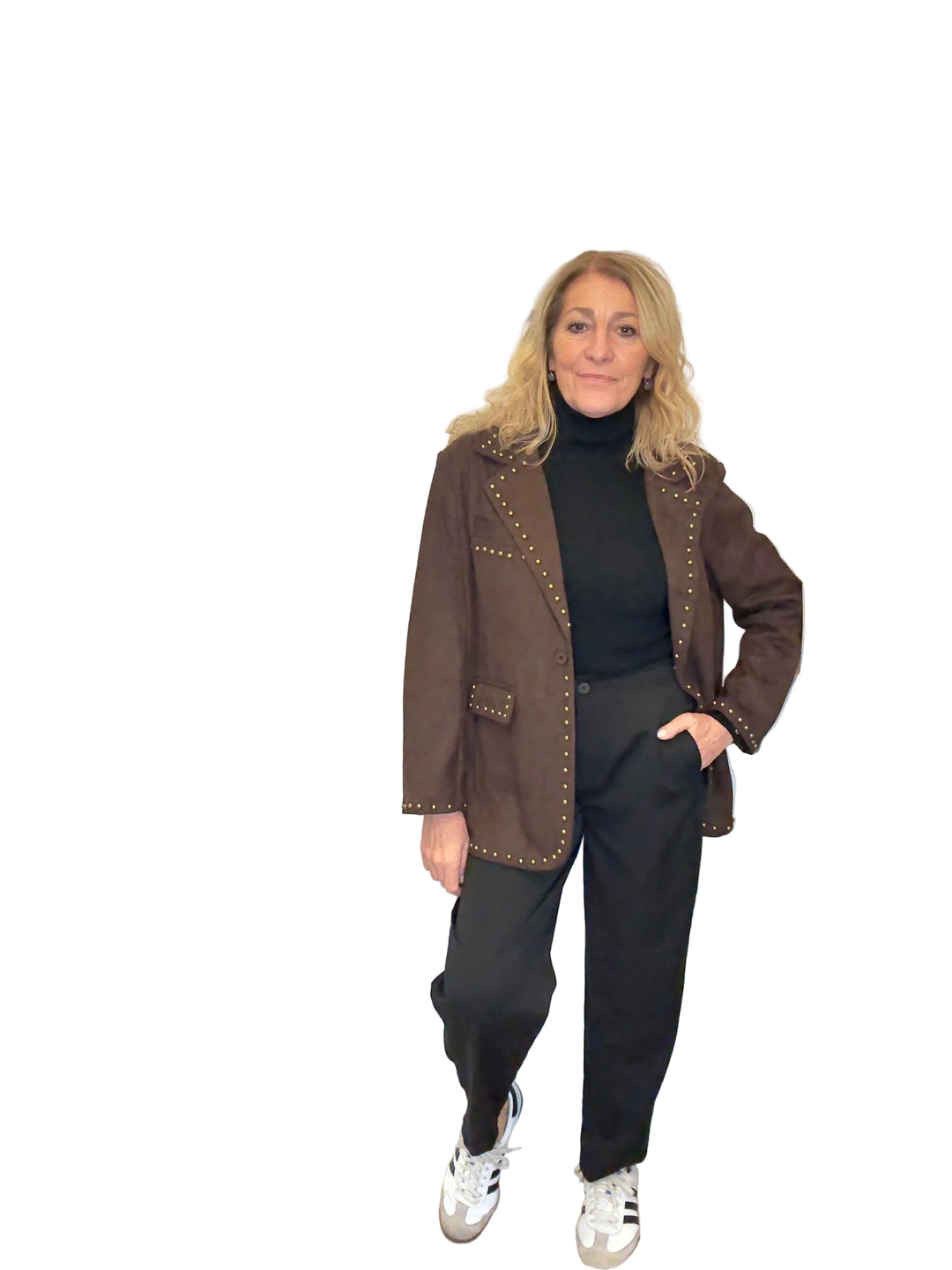 Giacca ecocamoscio borchie