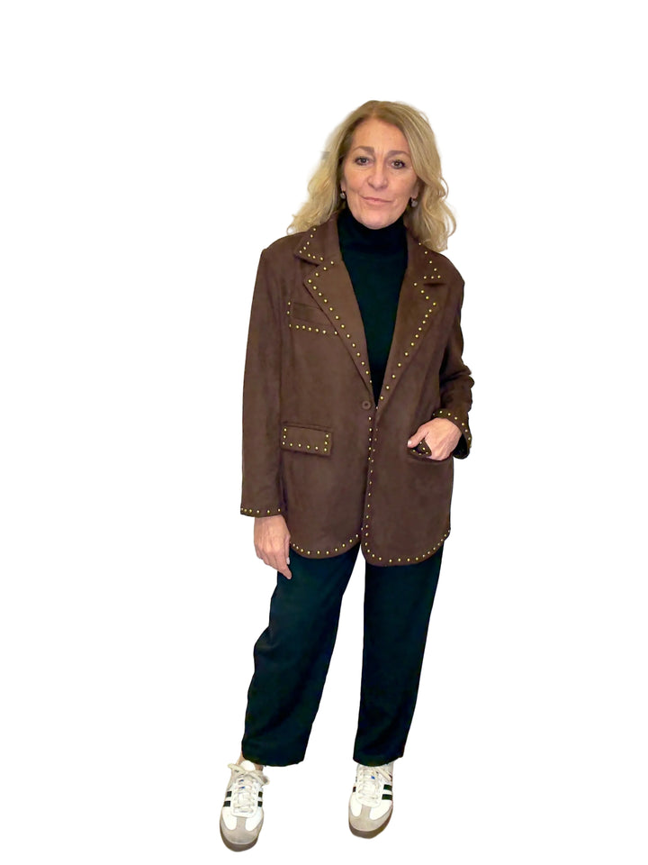 Giacca ecocamoscio borchie