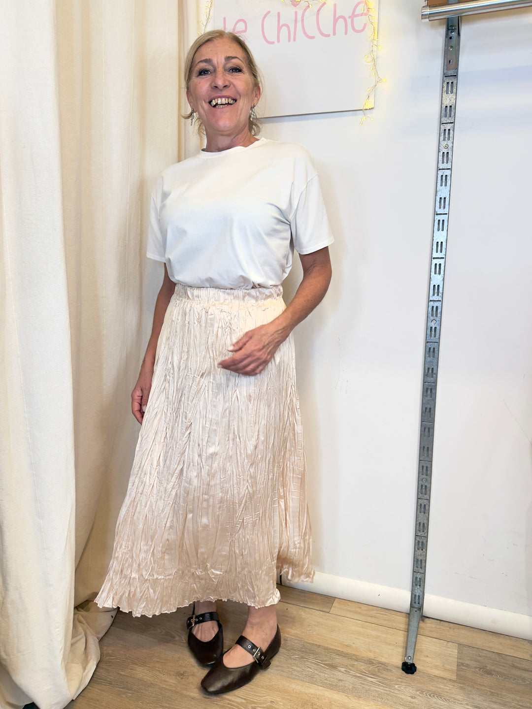 Gonna in raso plissè crumpled cod. 28187