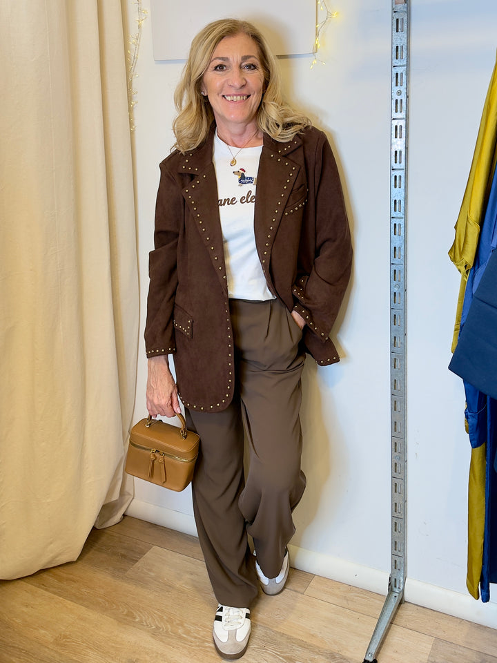 Giacca ecocamoscio borchie