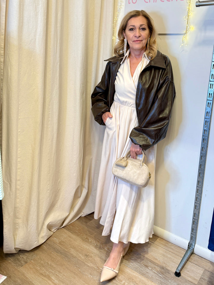 Bomber ecopelle marrone