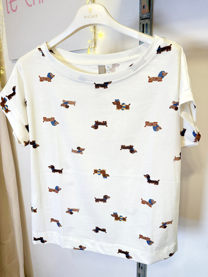 T-shirt bassotto e cuori