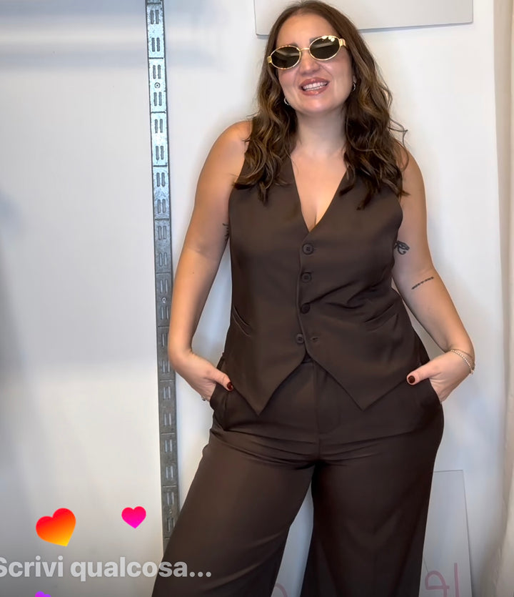Completo Gilet Ilaria Marrone