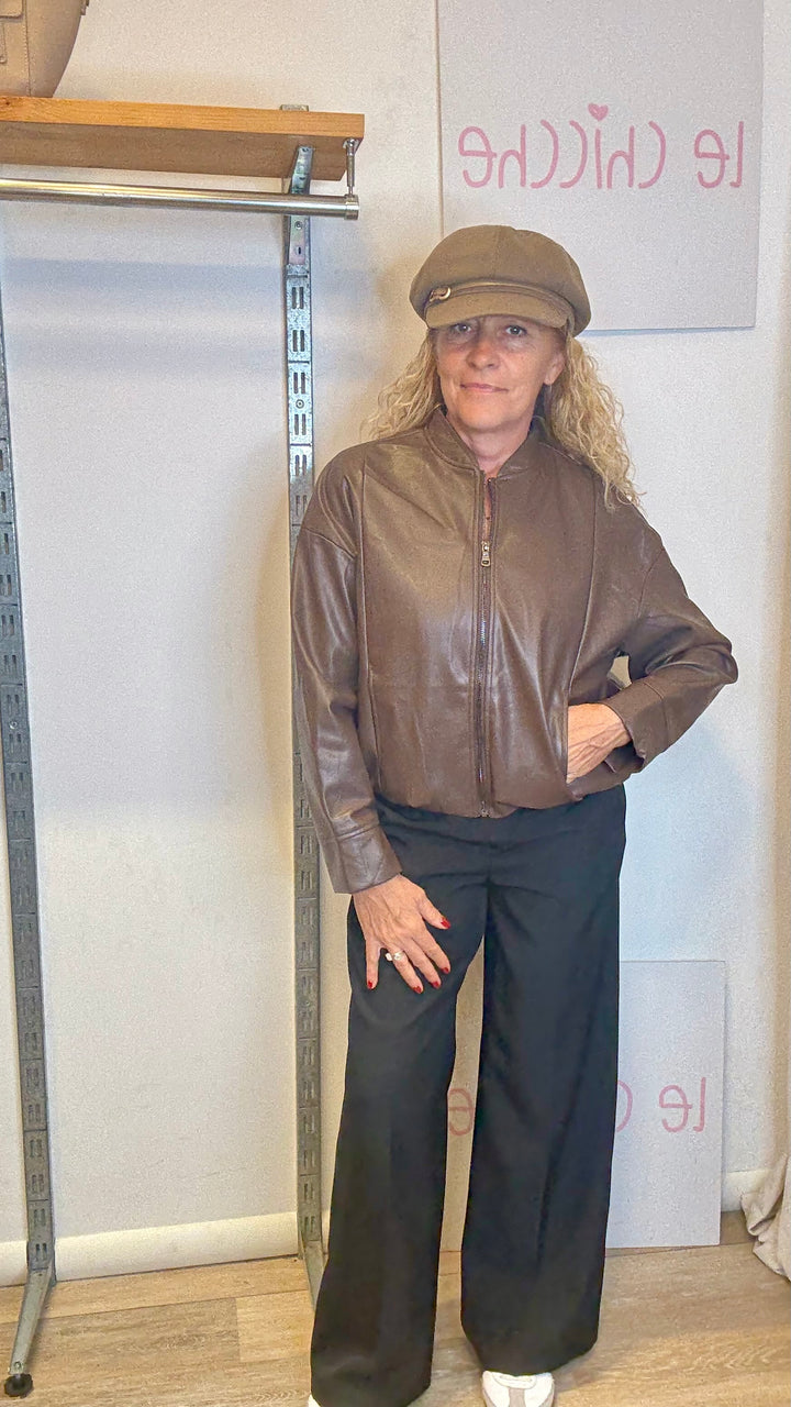 Bomber ecopelle marrone