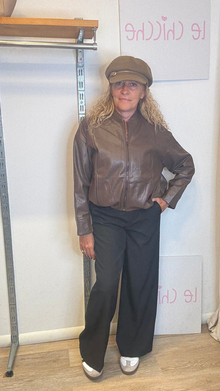 Bomber ecopelle marrone