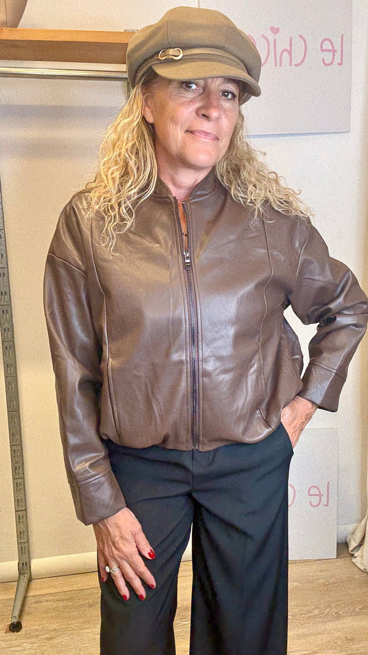 Bomber ecopelle marrone