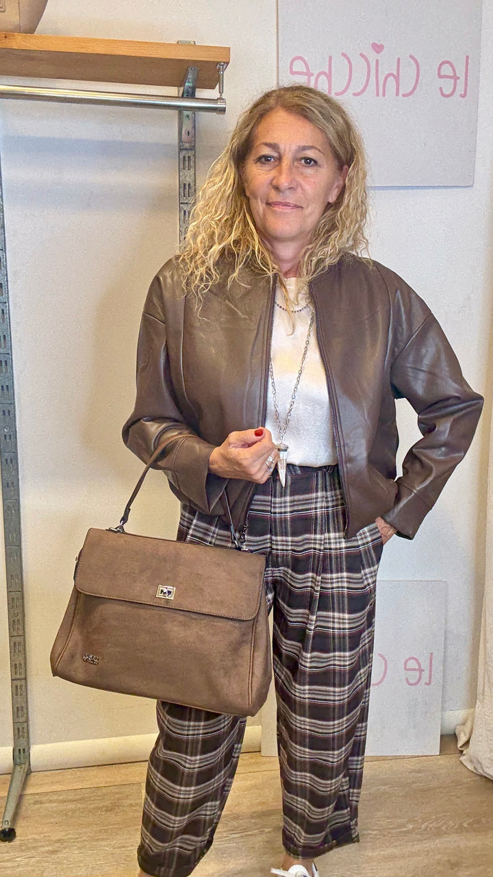 Bomber ecopelle marrone