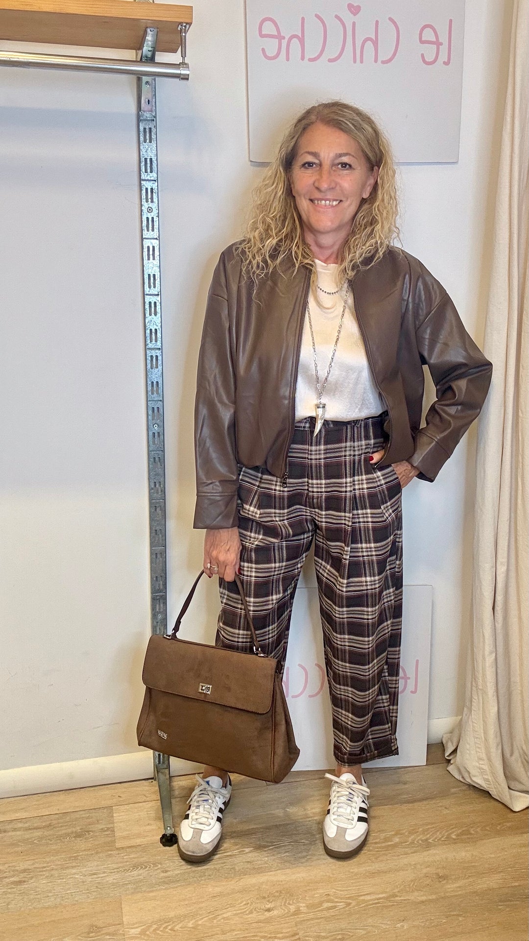 Bomber ecopelle marrone