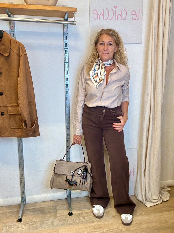 Luxury|Jeans palazzo elasticizzato marrone