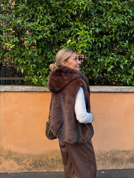 Gilet Eco Fur visone