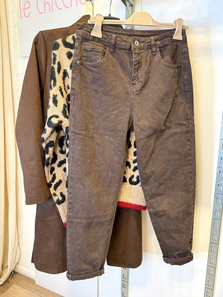 3d1333 jeans gamba morbida marrone