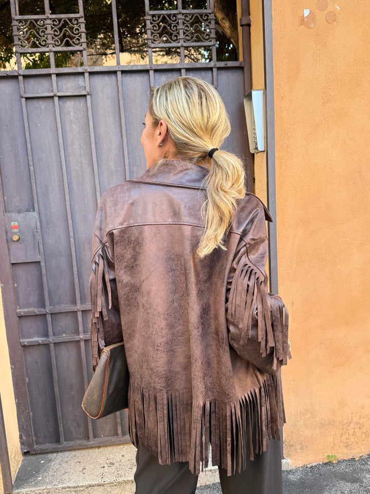 Giacca in ecopelle Frange