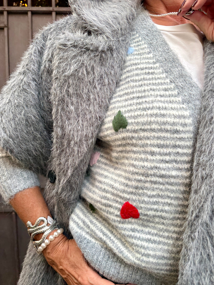 Luxury| Cardigan righe e cuori Milena cod. 7K13